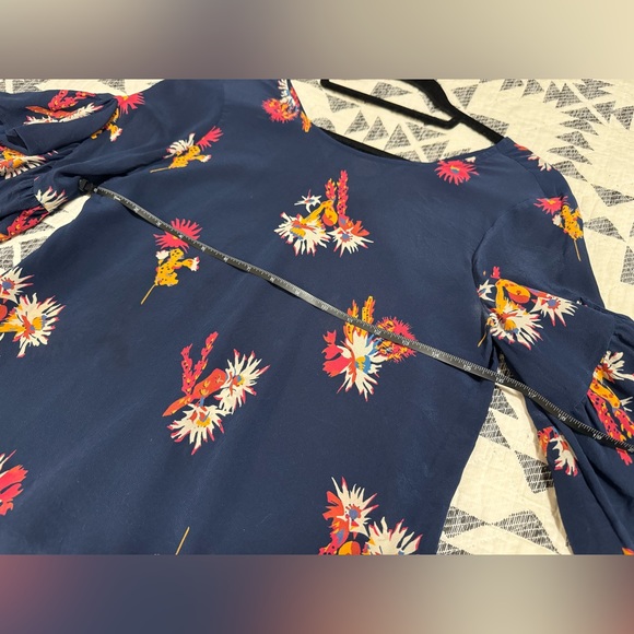 Madewell Silk Navy Cactus Blouse XS - Picture 6 of 6